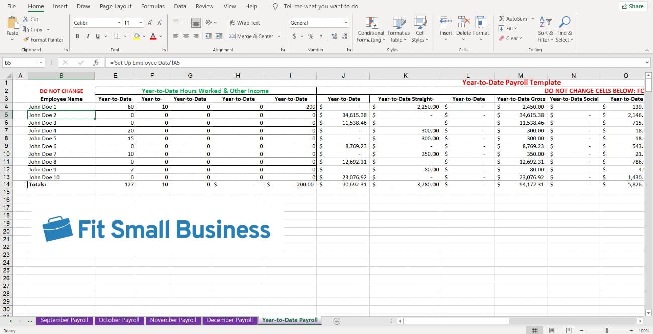 Showing year-to-date-payroll tab.
